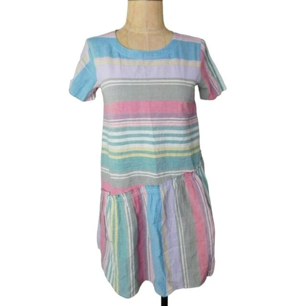 The Odells Size L Large Striped Girls Short Sleeve Dress